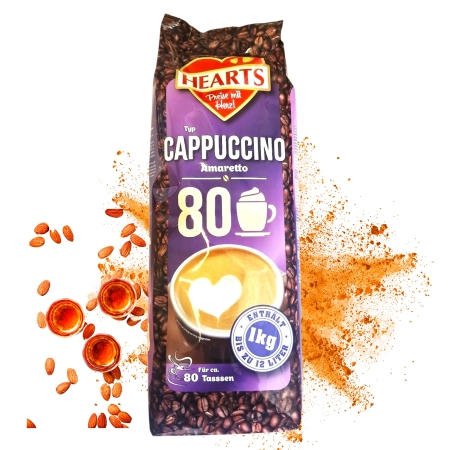 Kawa cappuccino HEARTS 1KG CAPPUCINO AMARETTO